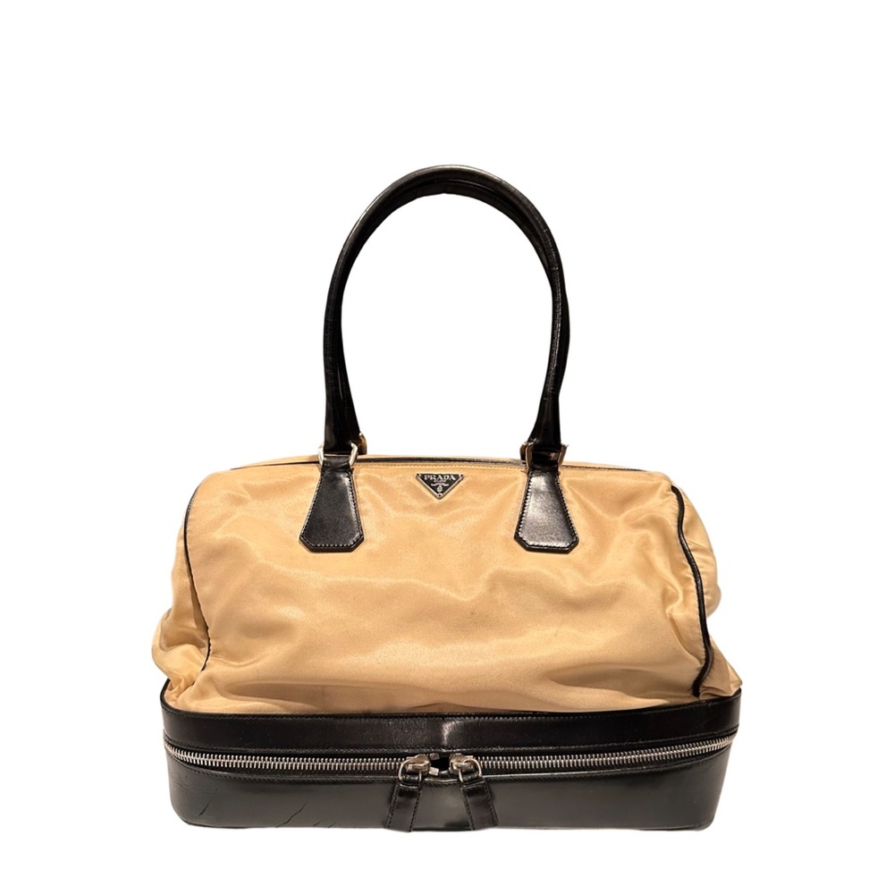 Prada Nylon Leather Satchel Bag